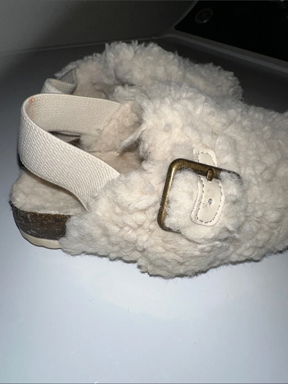 Cozy Sherpa Slingback Clogs in Cream